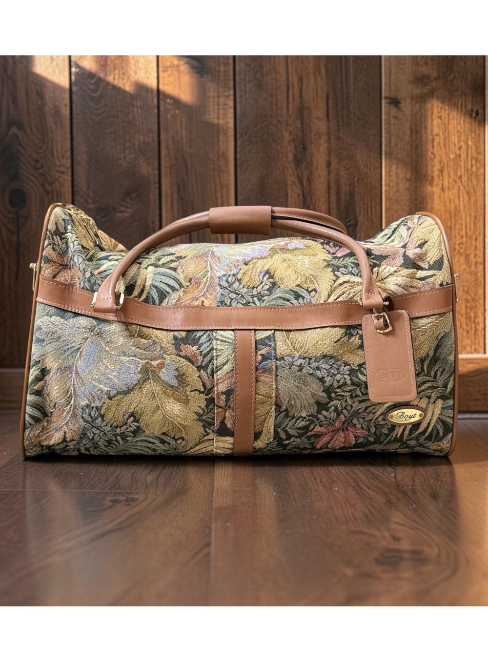 Vintage Boyt Tapestry Travel Bag Luggage Weekender Overnighter Floral Large